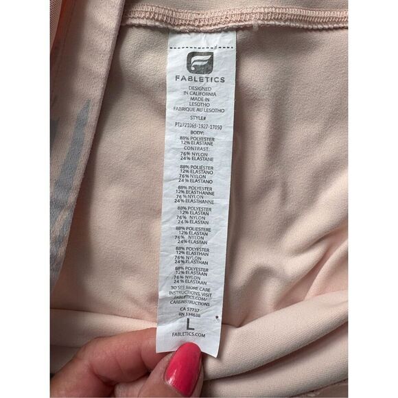Fabletics Powerhold Darby peach/gray palm pattern 7/8 leggings - L - Picture 6 of 9